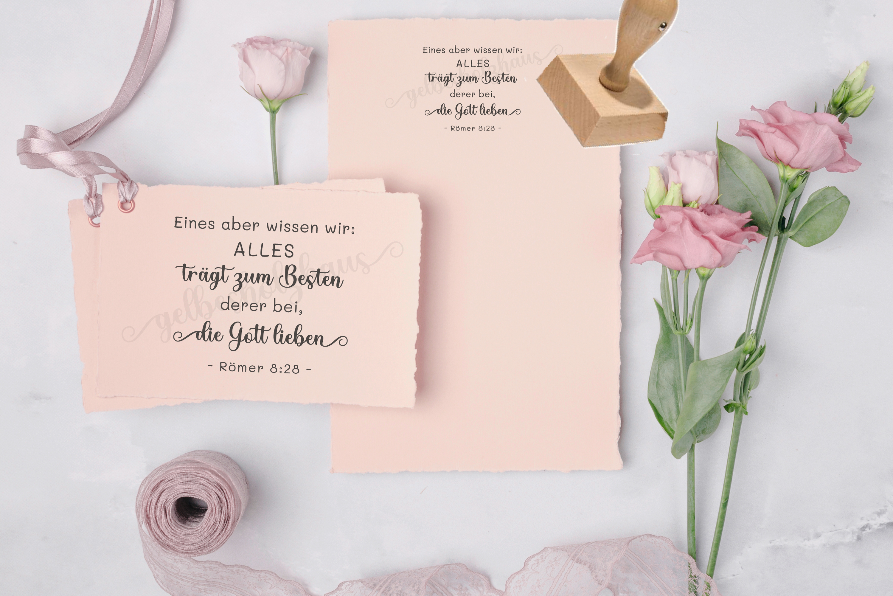 Bibelvers-STEMPEL "Römer 8, 28 Alles trägt zum Besten derer bei, die Gott lieben"
