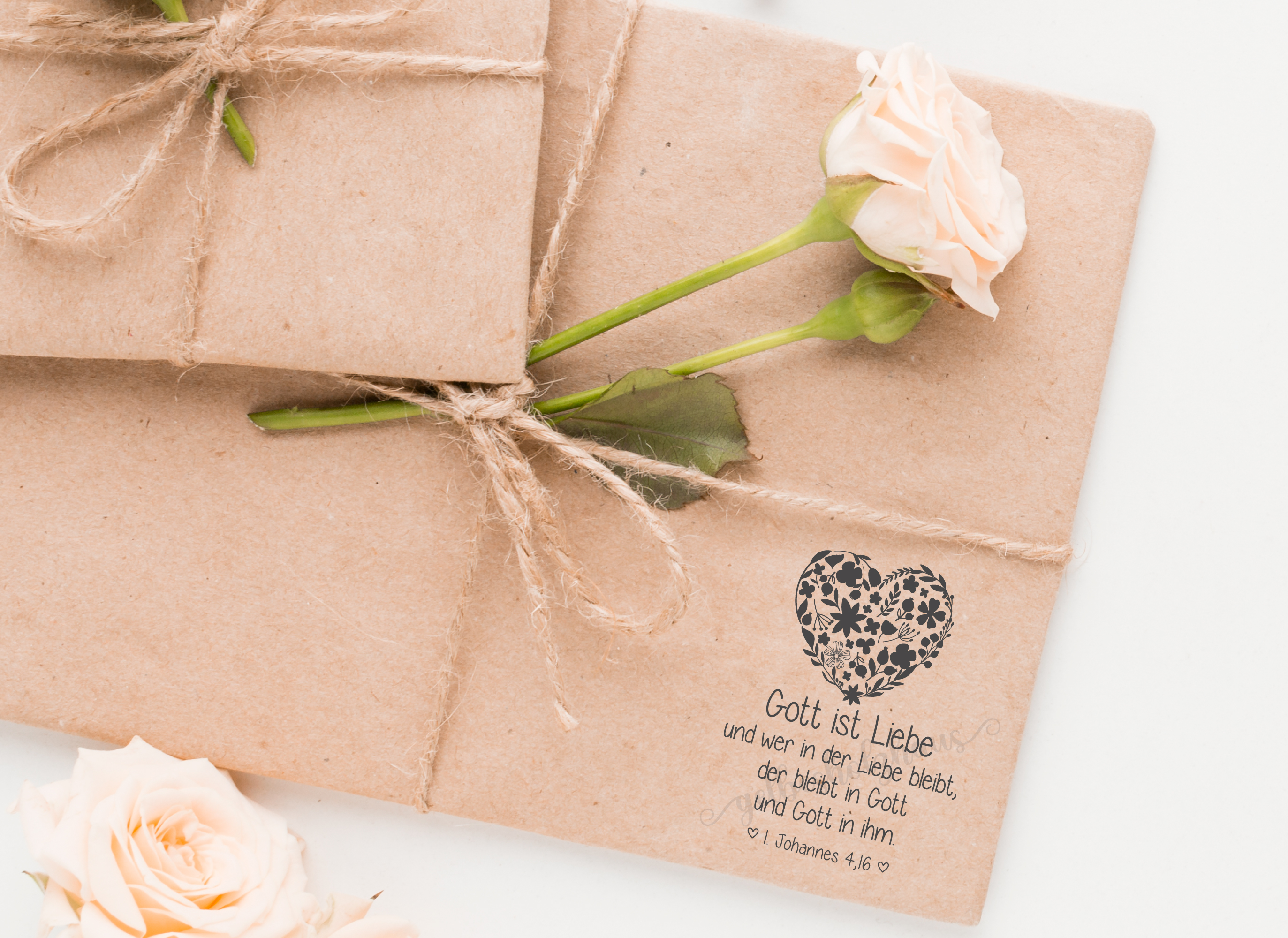 Bibelvers STEMPEL Herz "1. Johannes 4,16 Gott ist Liebe"