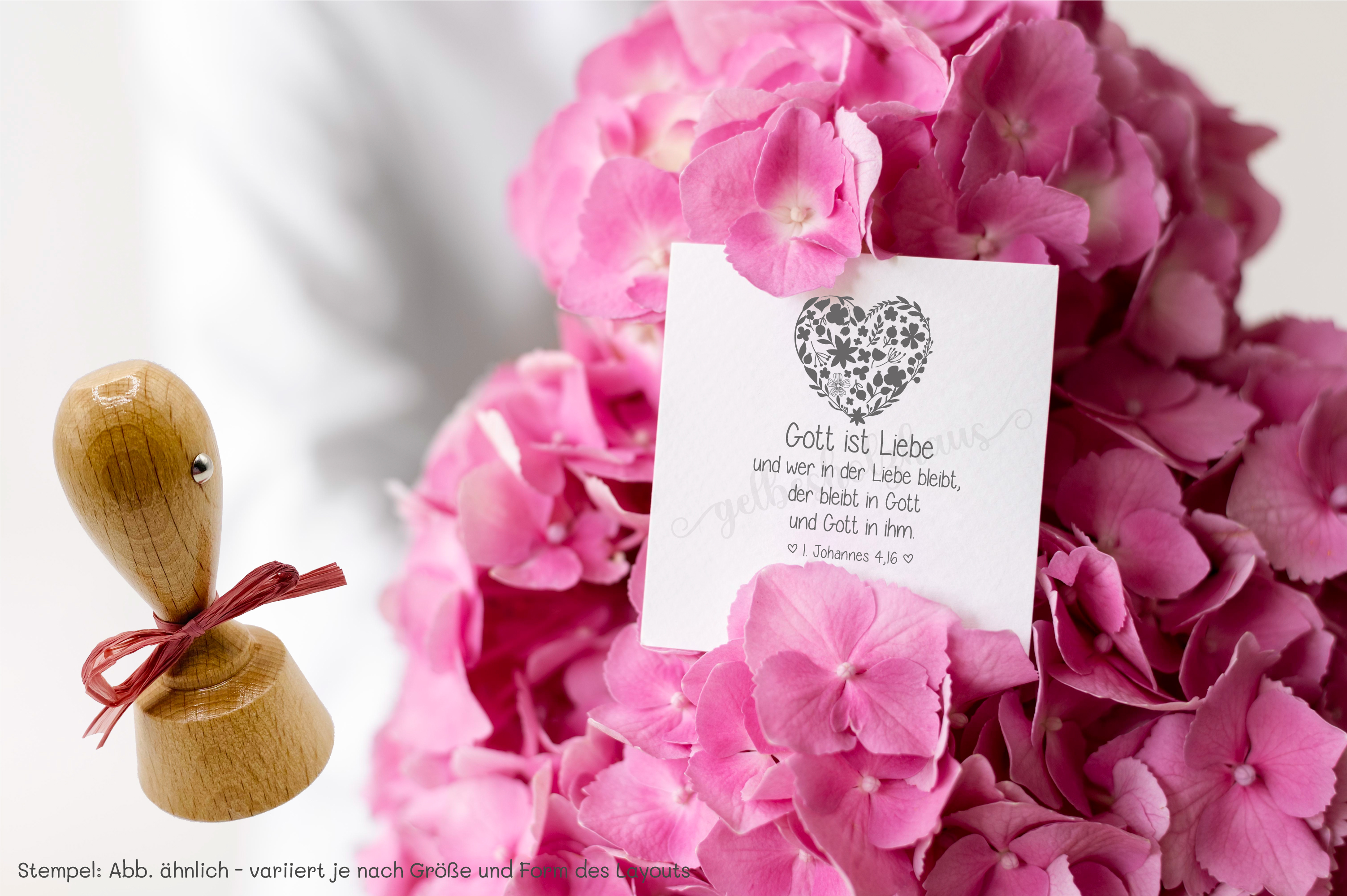 Bibelvers STEMPEL Herz "1. Johannes 4,16 Gott ist Liebe"
