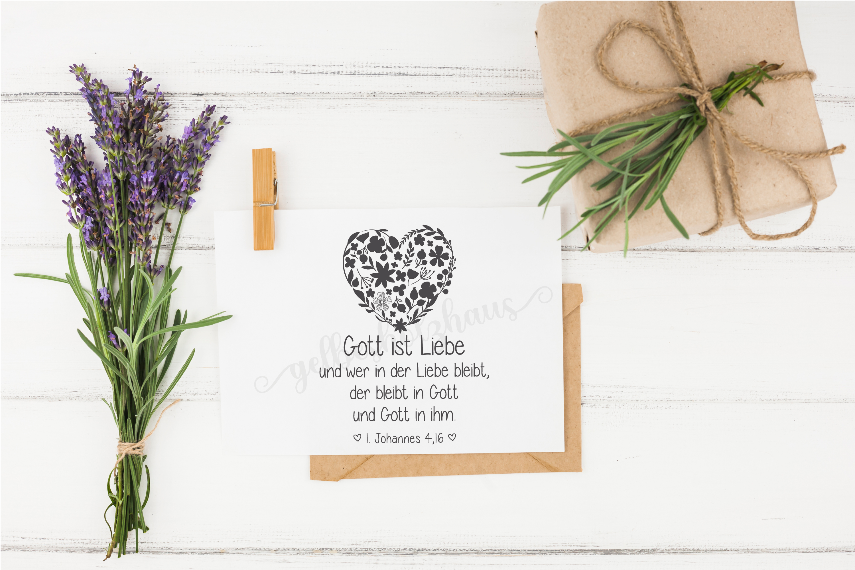 Bibelvers STEMPEL Herz "1. Johannes 4,16 Gott ist Liebe"