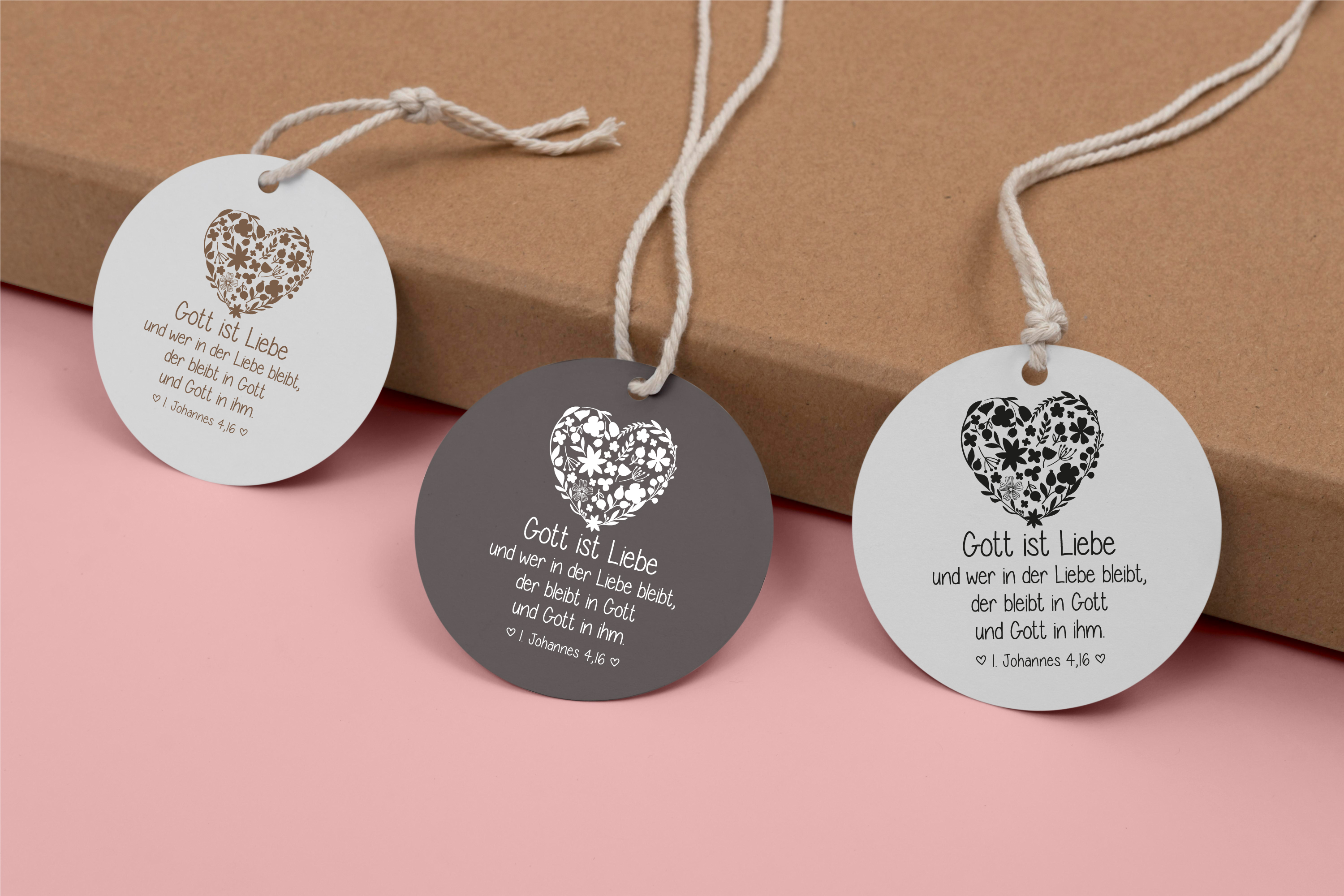 Bibelvers STEMPEL Herz "1. Johannes 4,16 Gott ist Liebe"