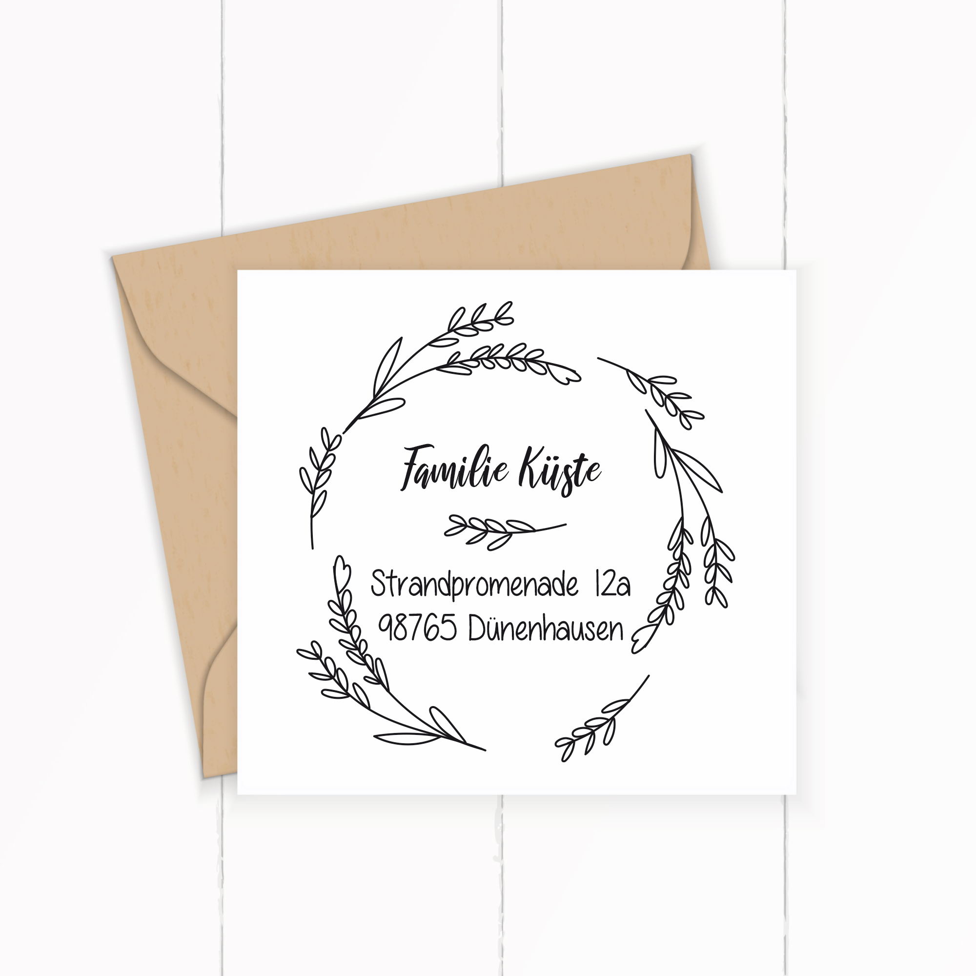 Personalisierter Adresstempel "Gräserkranz" | 4–10 cm 