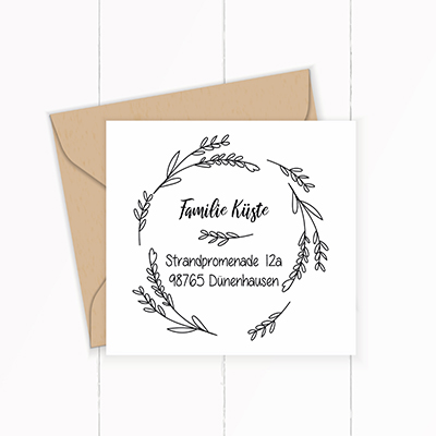 Personalisierter Adresstempel "Gräserkranz" | 4–10 cm  - ST0120