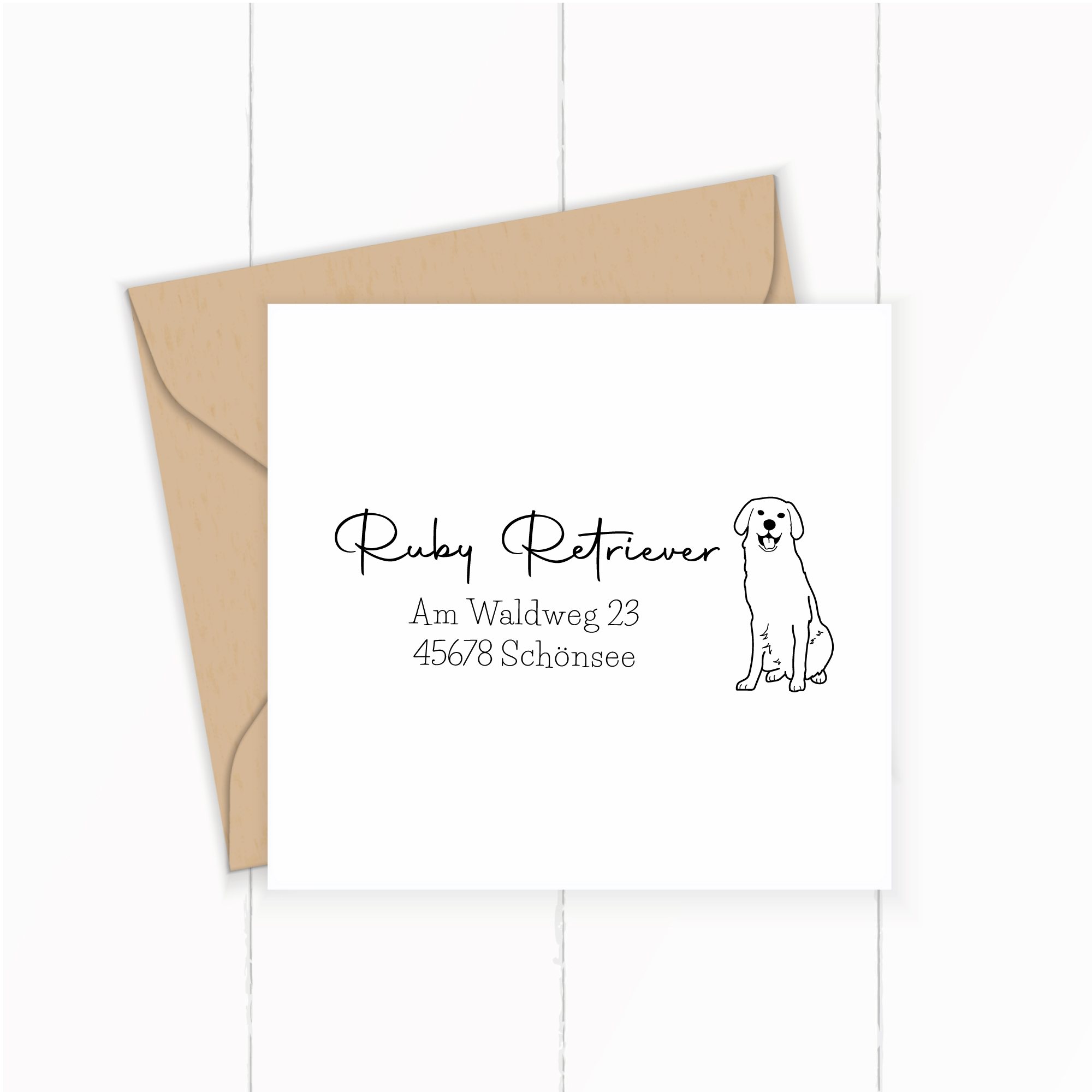 Personalisierbarer Adressstempel "Retriever" | 58 x 22 mm