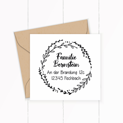 Personalisierter Adresstempel "Lorbeer" | 4–10 cm - ST0147