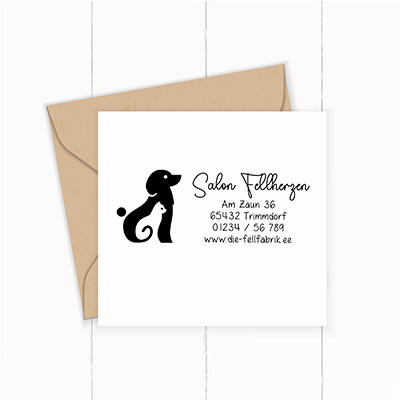 Personalisierbarer Salonstempel "Fellherzen" | 58 x 22 mm  - ST0150