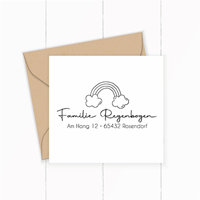 Personalisierbarer Adressstempel „Regenbogen“ | 58 x 22 mm