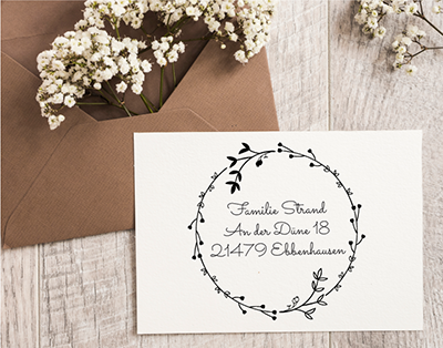 Personalisierter Adresstempel "Hagebutten-Herzchen" | 4–10 cm