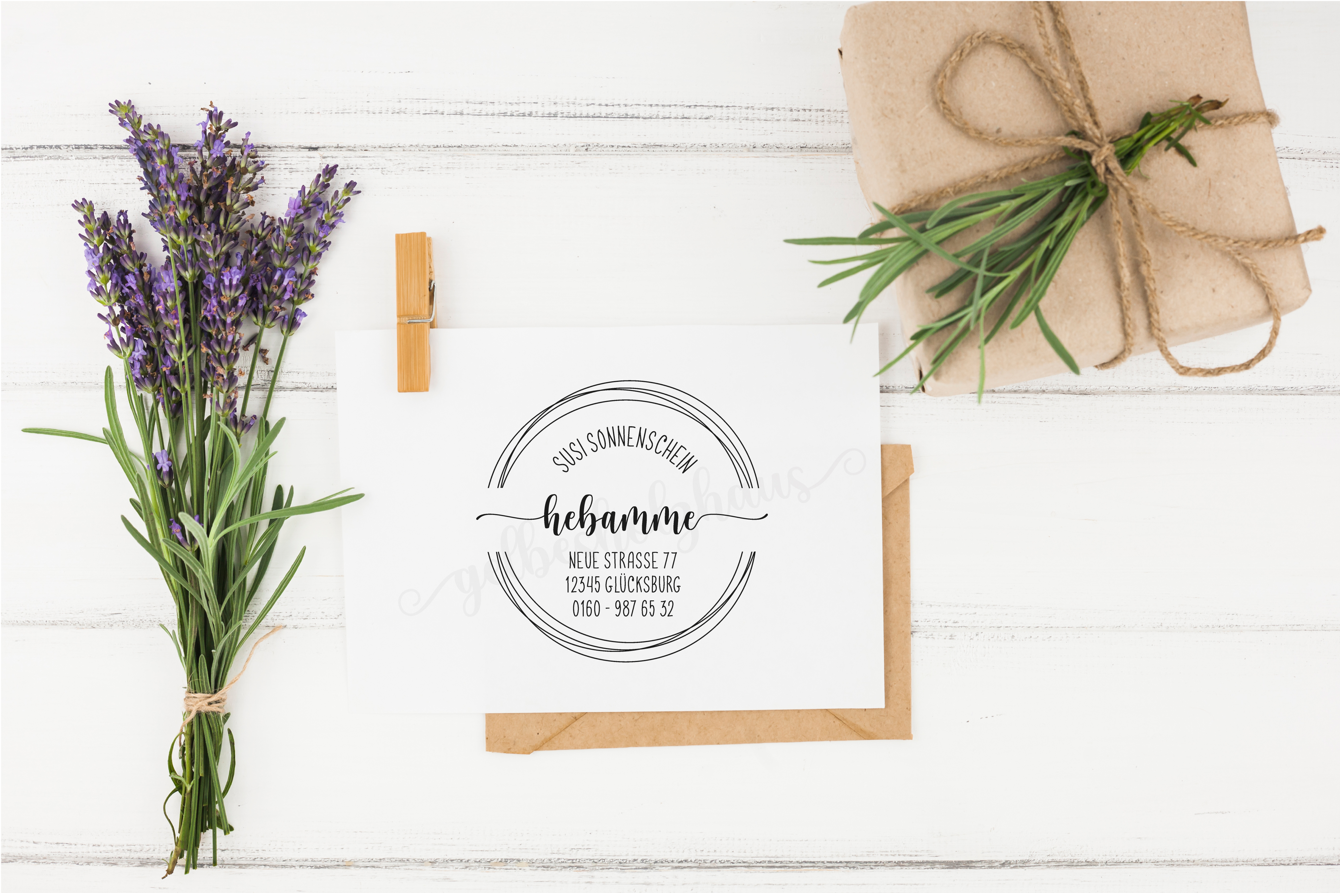 großer AdressSTEMPEL für Hebammen und Geburtshelfer "Sonnenschein"