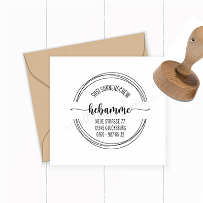 großer AdressSTEMPEL für Hebammen und Geburtshelfer "Sonnenschein" - ST0161