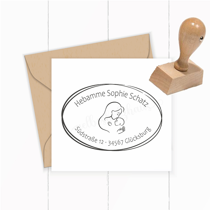 AdressSTEMPEL für Hebammen und Geburtshelfer "Schatz" paßt perfekt ins Mutterpass-Feld