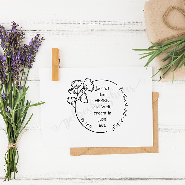BibelversSTEMPEL "Psalm 98, 4 - Jauchzt dem Herrn, alle Welt"