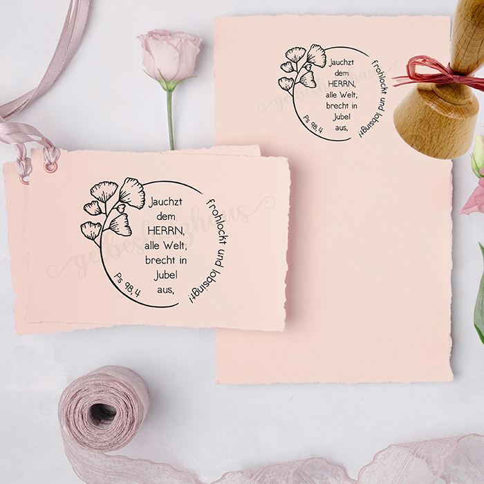 BibelversSTEMPEL "Psalm 98, 4 - Jauchzt dem Herrn, alle Welt"
