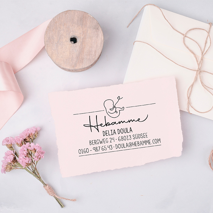 AdressSTEMPEL für Hebammen und Geburtshelfer "Doula" paßt perfekt ins Mutterpass-Feld 