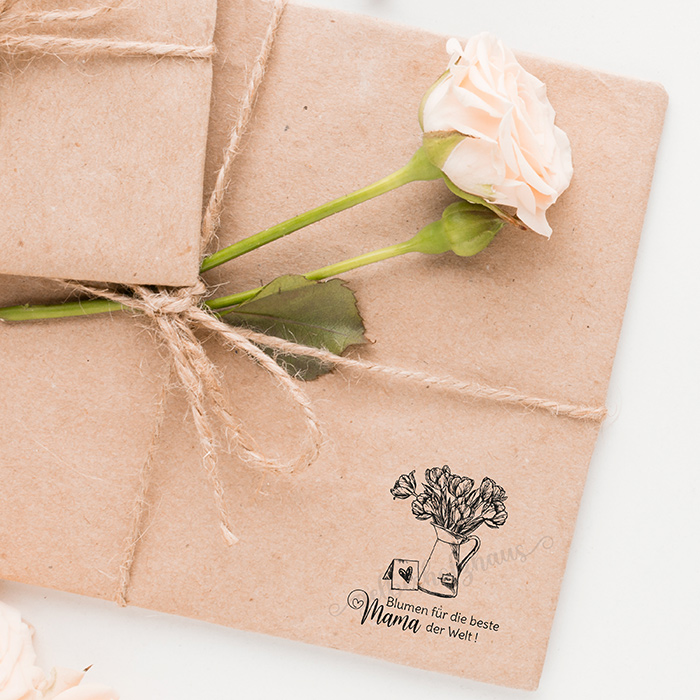 Muttertags-STEMPEL "Blumen für die beste Mama der Welt!" 