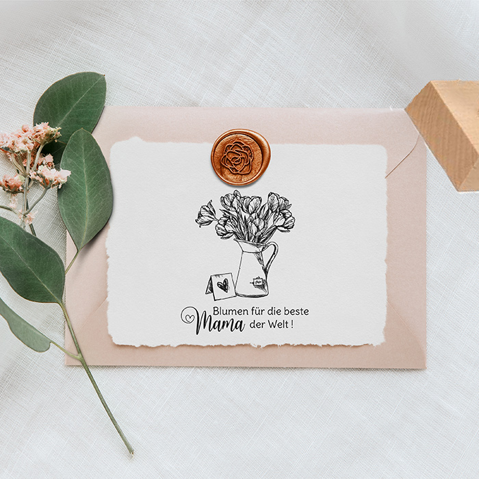 Muttertags-STEMPEL "Blumen für die beste Mama der Welt!" 