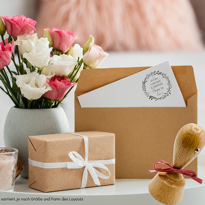 Filigraner STEMPEL "Psalm 34, 19 Der Herr ist nahe denen, die zerbrochenen Herzens sind."  