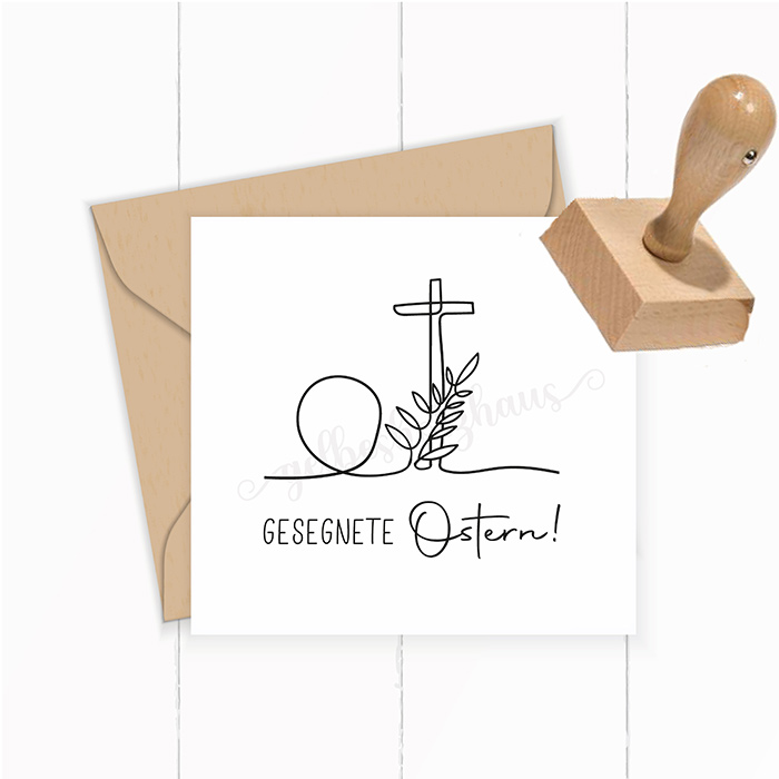 STEMPEL "Gesegnete Ostern" mit Kreuz und leerem Grab