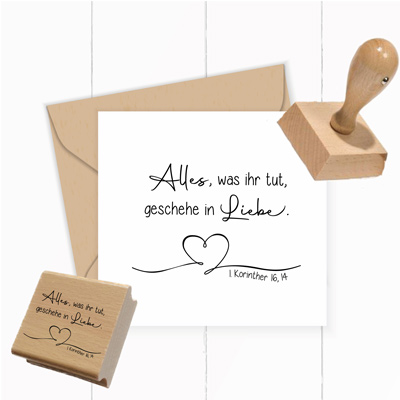 Jahreslosung 2024 STEMPEL Herz "1.Korinther 16,14 - Alles, was ihr tut, geschehe in Liebe"