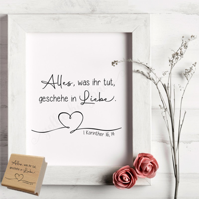 Jahreslosung 2024 STEMPEL Herz "1.Korinther 16,14 - Alles, was ihr tut, geschehe in Liebe"