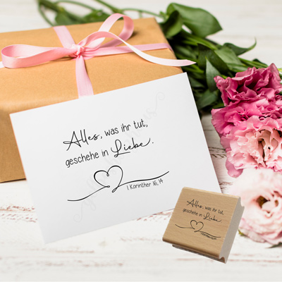 Jahreslosung 2024 STEMPEL Herz "1.Korinther 16,14 - Alles, was ihr tut, geschehe in Liebe"