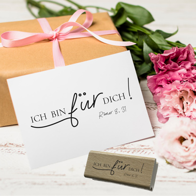 Bibelvers-STEMPEL "Römer 8, 31 - Ich bin für dich!"
