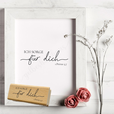 Bibelvers-STEMPEL "1.Petrus 5,7 - Ich sorge für dich"