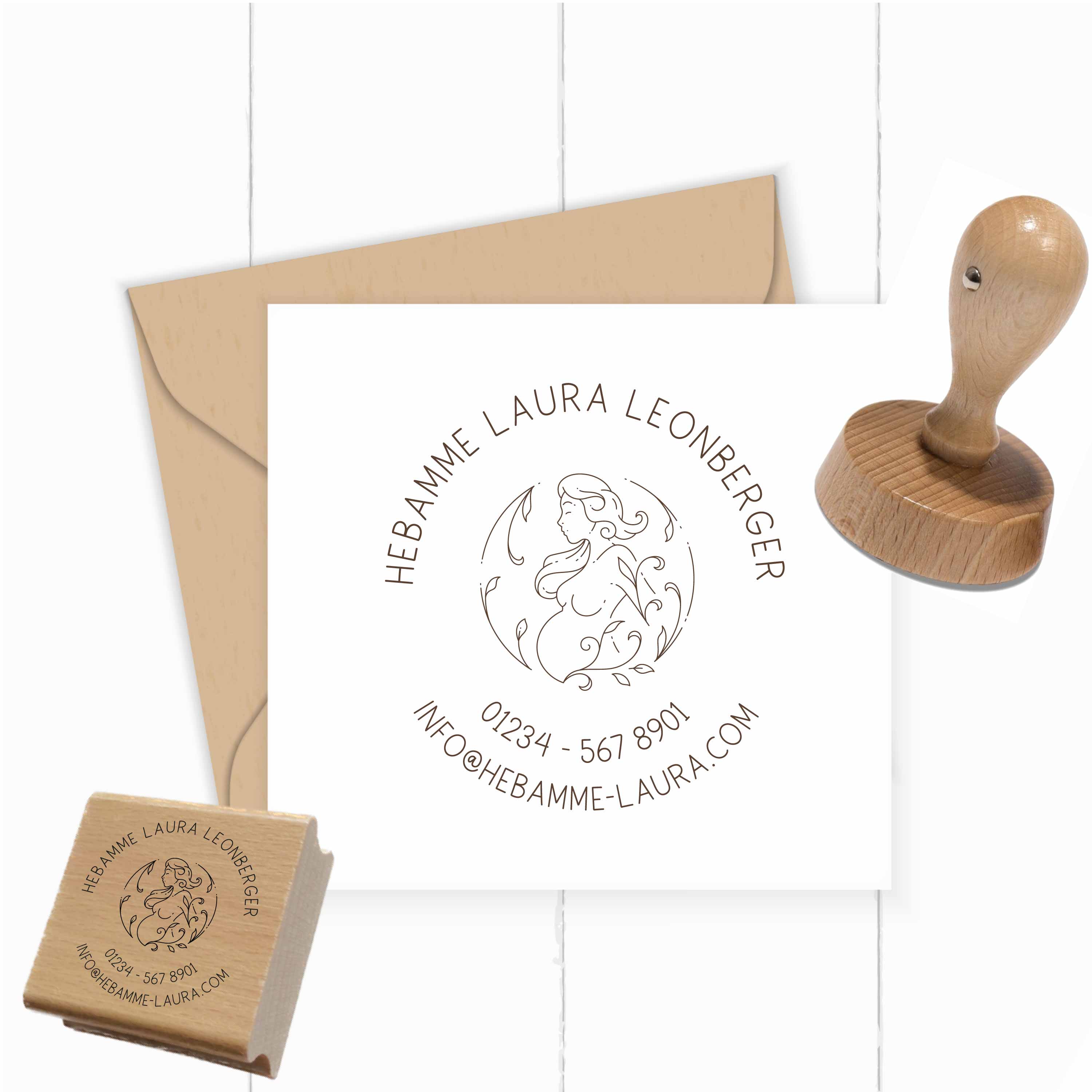 AdressSTEMPEL für Hebammen und Geburtshelfer "Schnörkel"