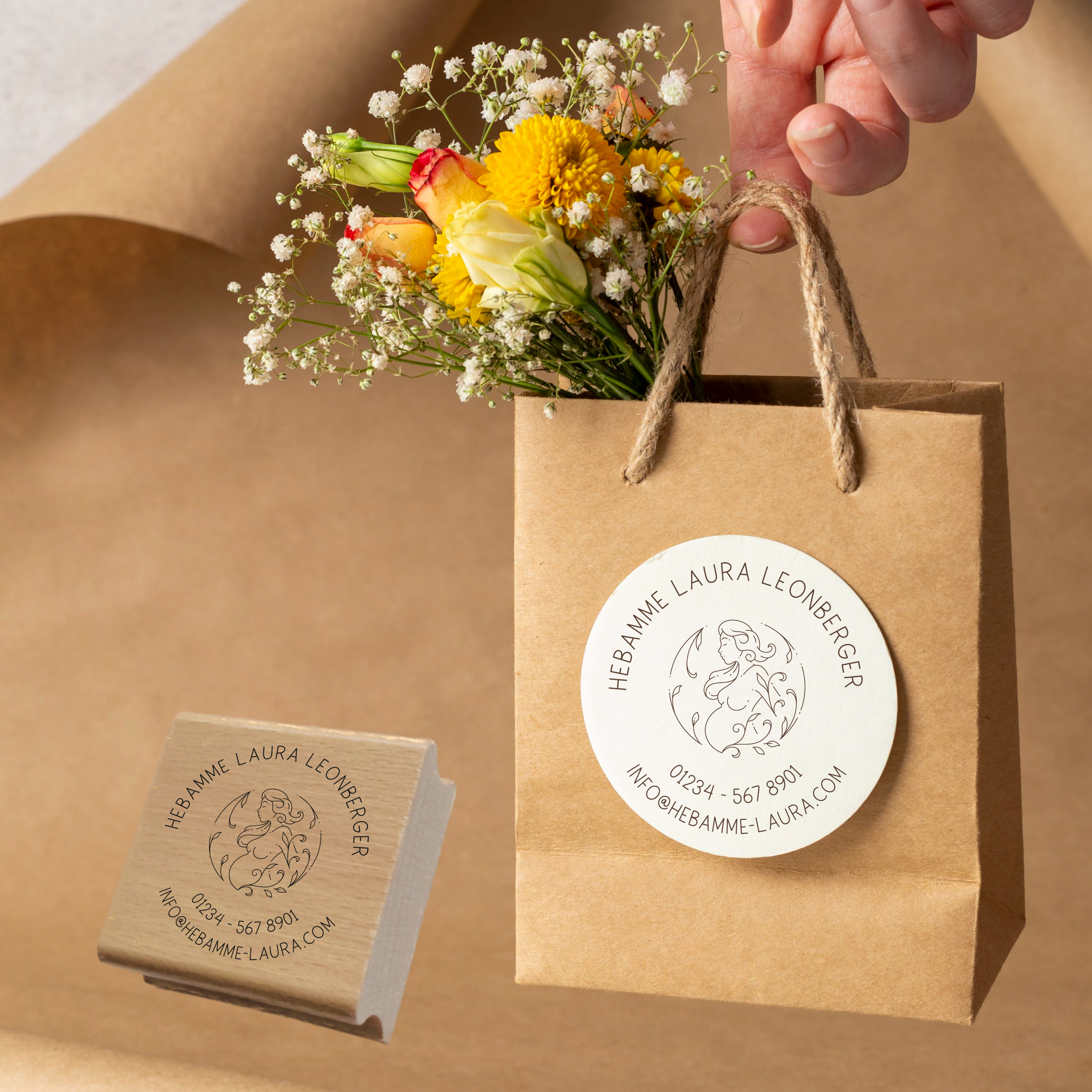 AdressSTEMPEL für Hebammen und Geburtshelfer "Schnörkel"