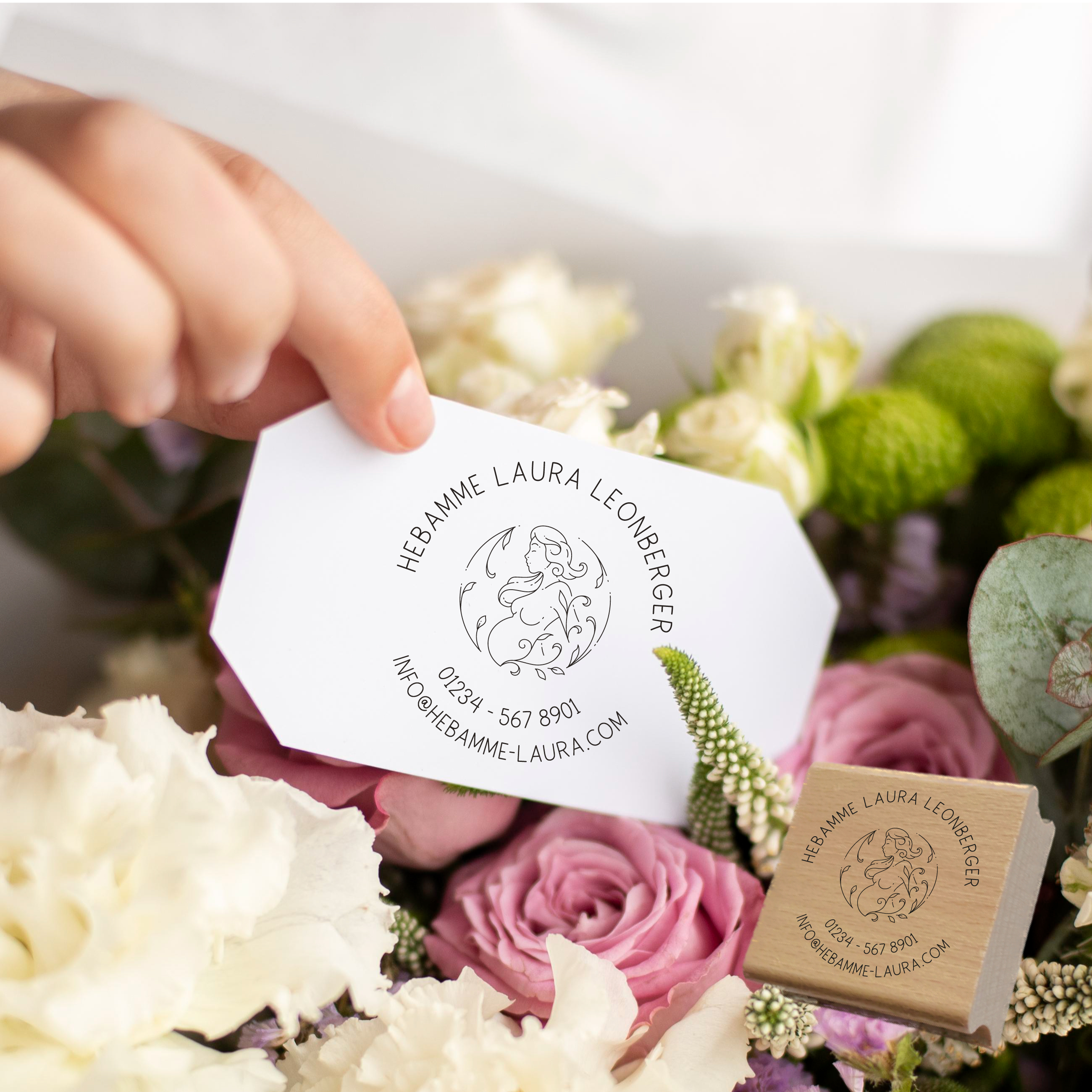 AdressSTEMPEL für Hebammen und Geburtshelfer "Schnörkel"