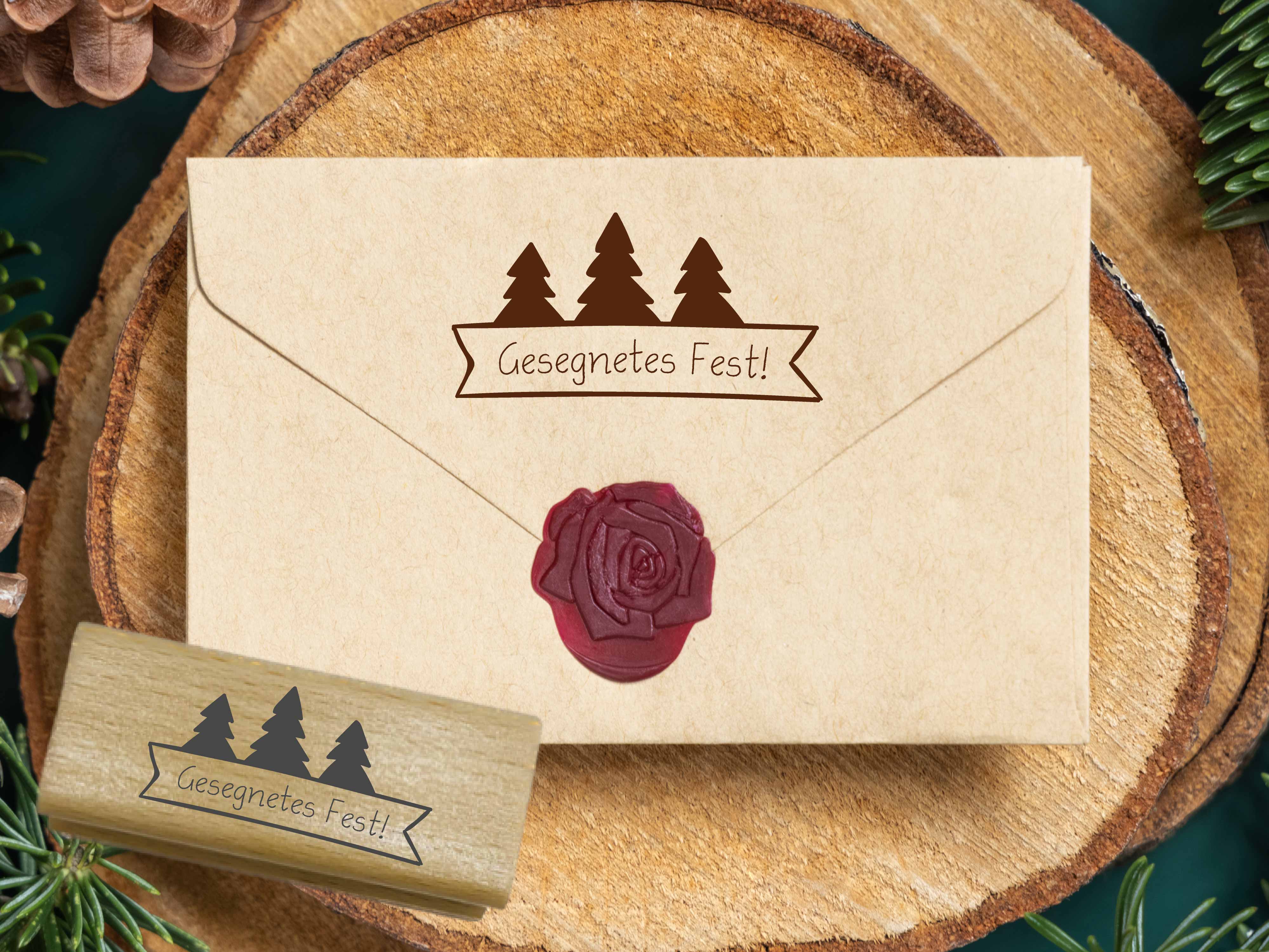 Weihnachts STEMPEL Tannen "Gesegnetes Fest!" 