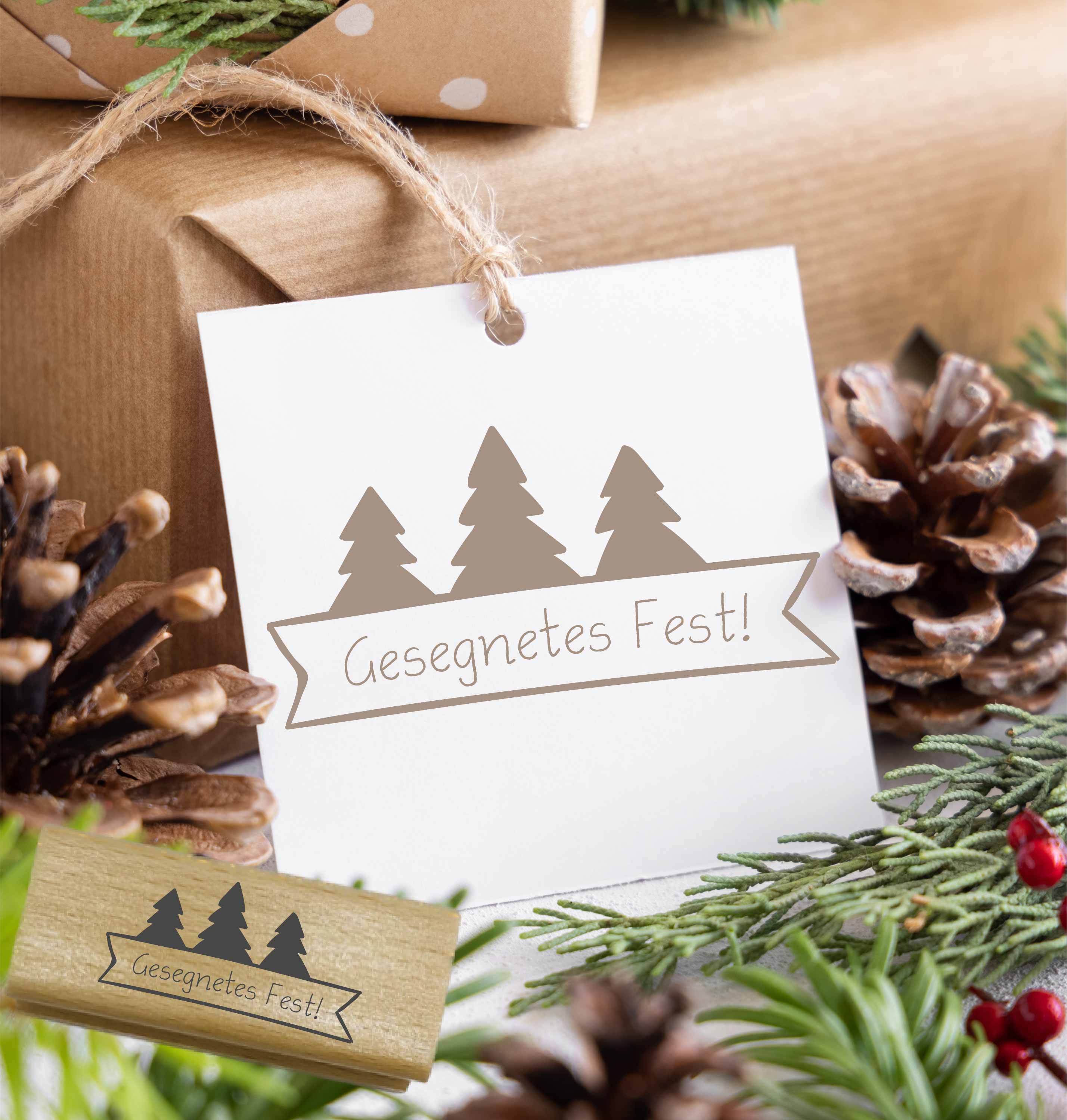 Weihnachts STEMPEL Tannen "Gesegnetes Fest!" 