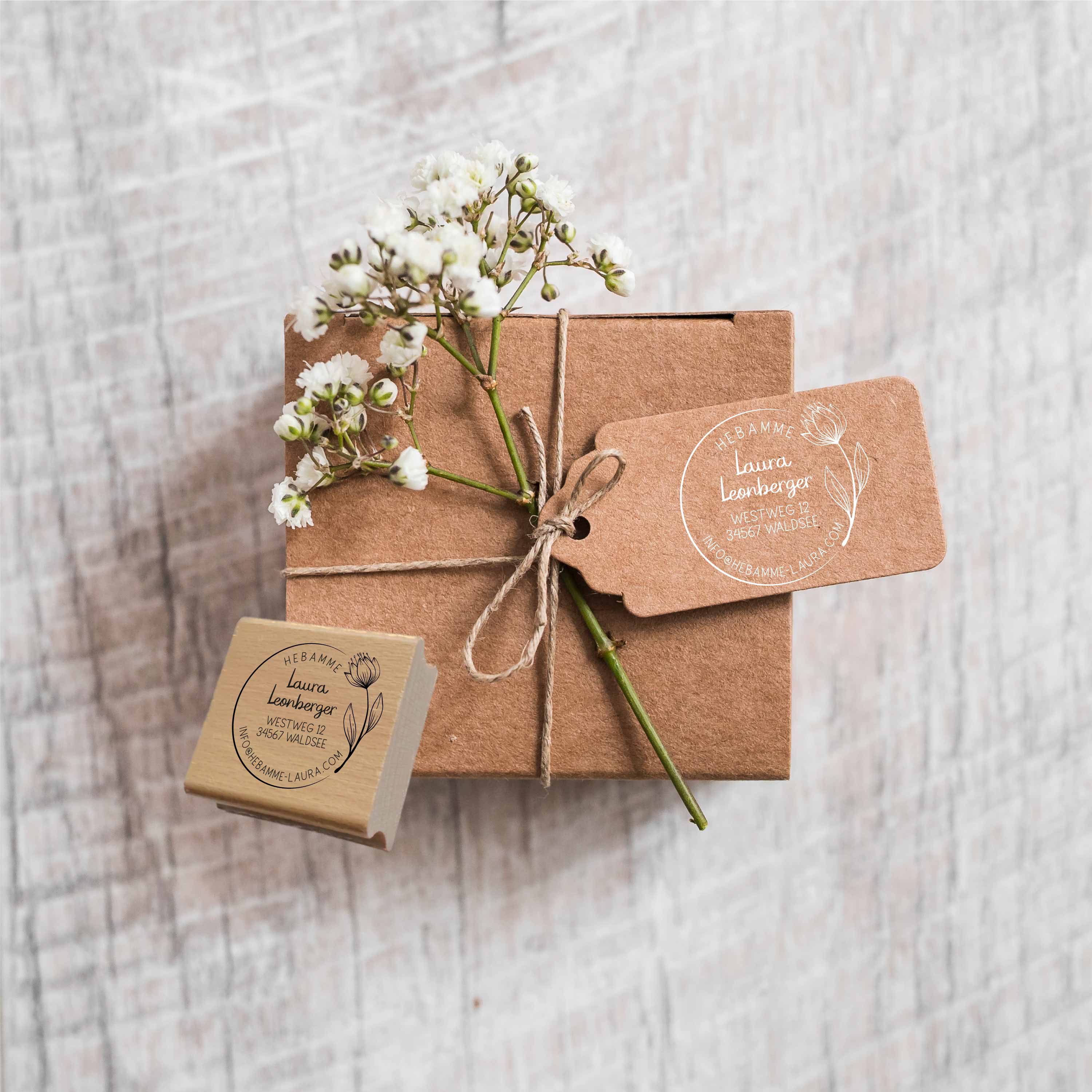 AdressSTEMPEL für Hebammen und Geburtshelfer "Tulpe"