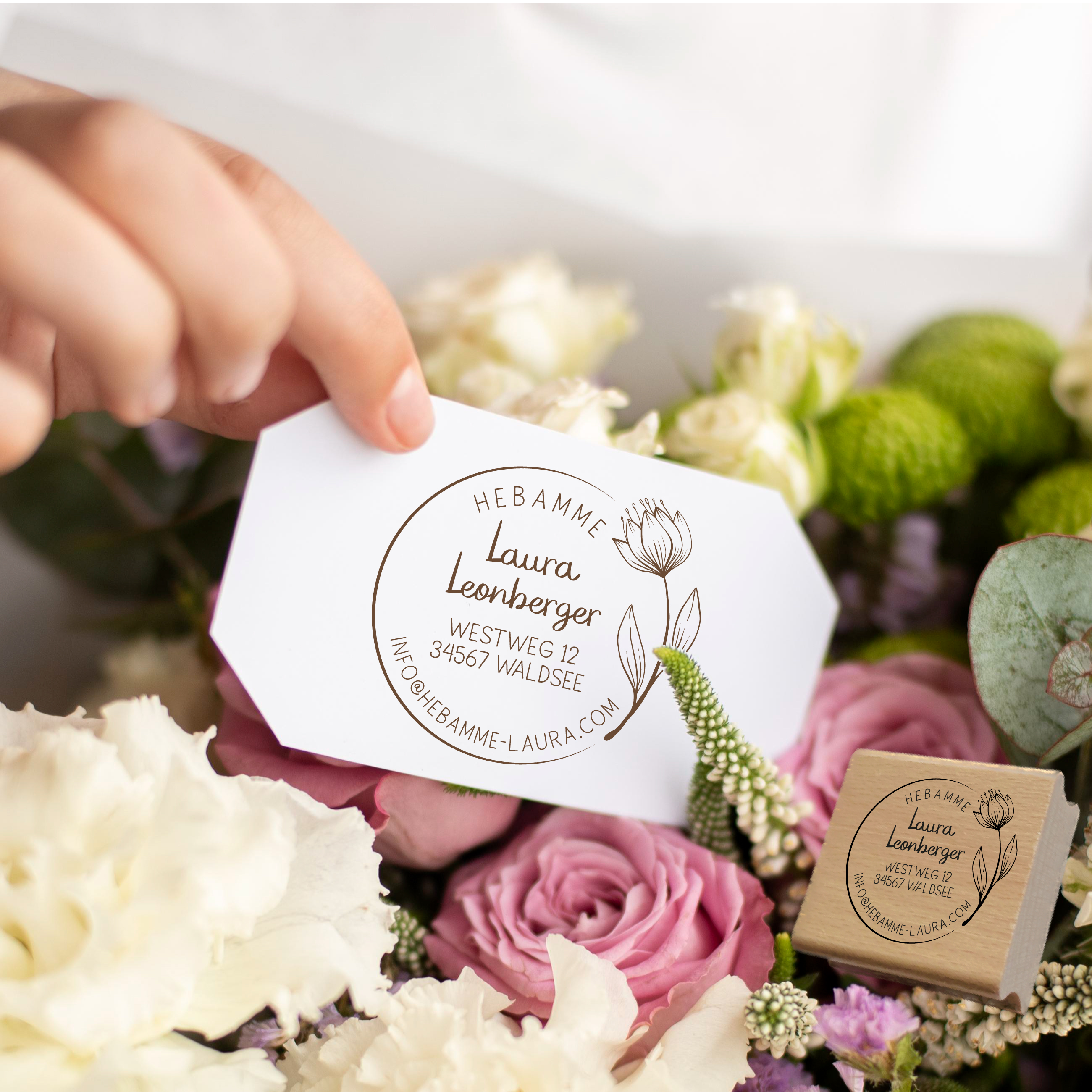 AdressSTEMPEL für Hebammen und Geburtshelfer "Tulpe"