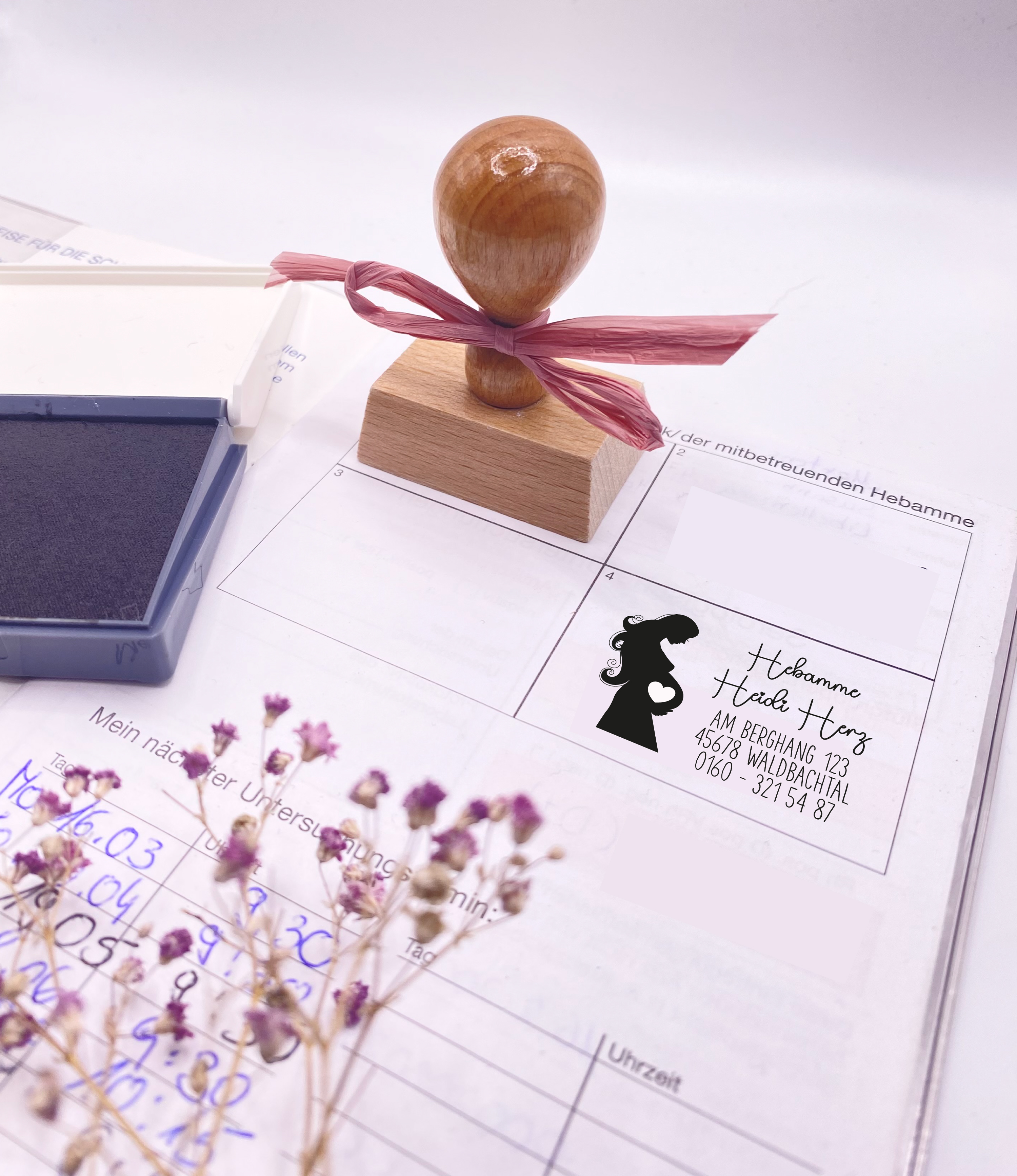 Personalisierter Hebammenstempel "Vorfreude" – passend für den Mutterpass