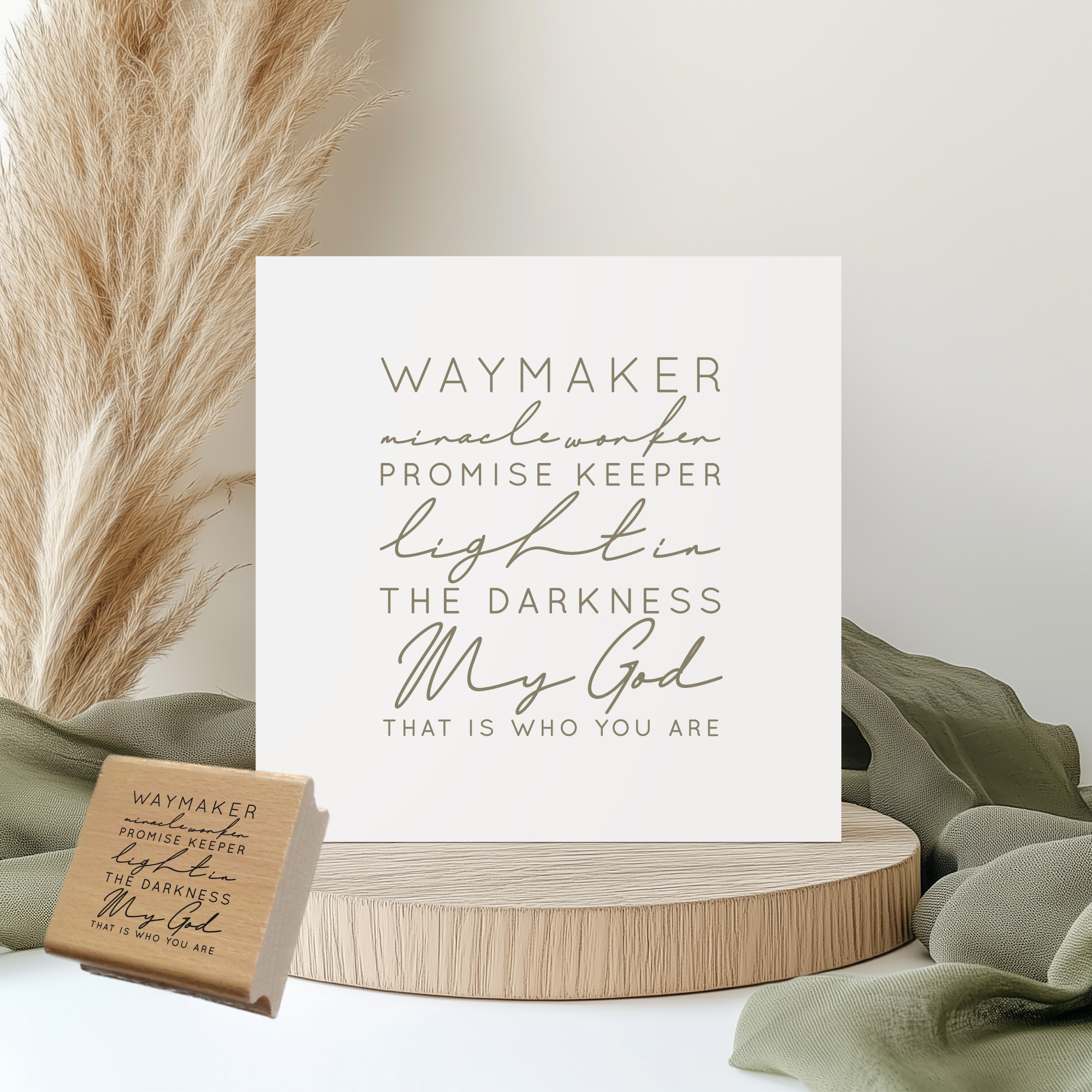 Segensstempel "Waymaker, Miracle Worker, Promise Keeper, Light in the Darkness" Christlicher Stempel