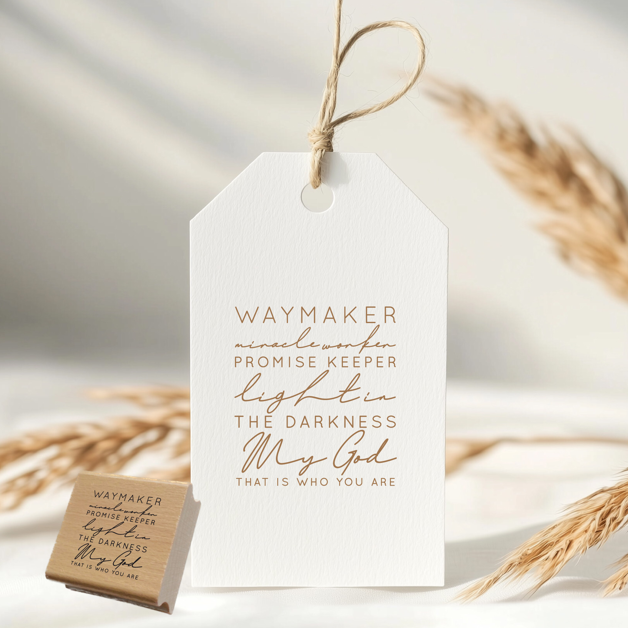 Segensstempel "Waymaker, Miracle Worker, Promise Keeper, Light in the Darkness" Christlicher Stempel