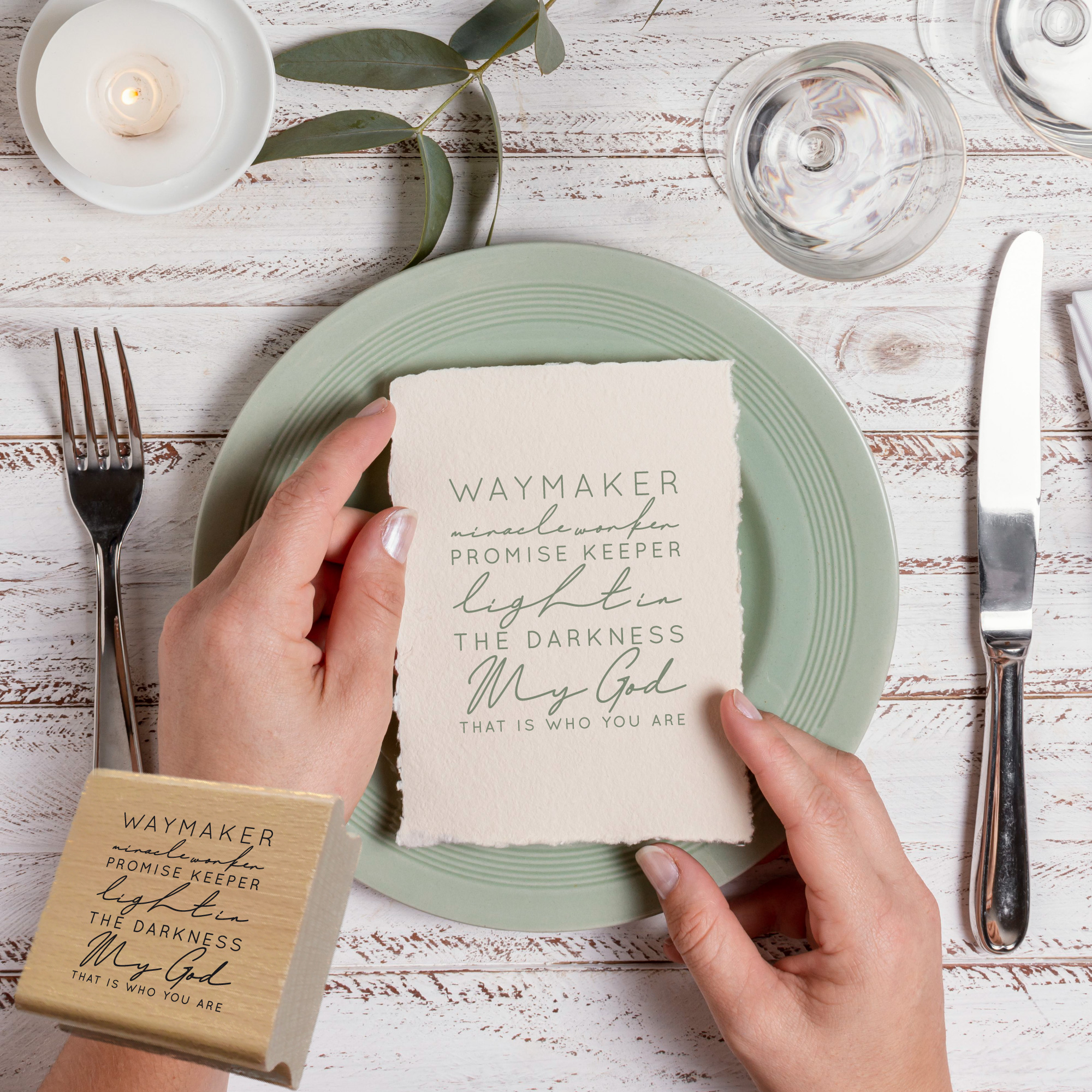 Segensstempel "Waymaker, Miracle Worker, Promise Keeper, Light in the Darkness" Christlicher Stempel