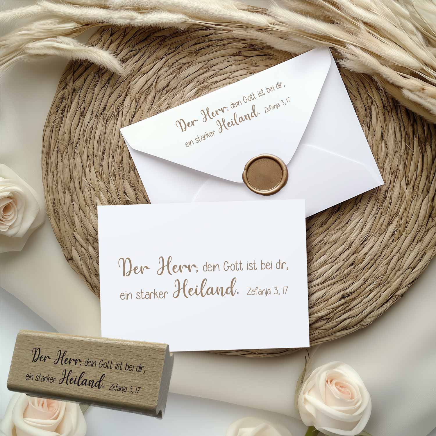 Bibelversstempel Der Herr, dein Gott ist bei dir - Zefanja 3,17