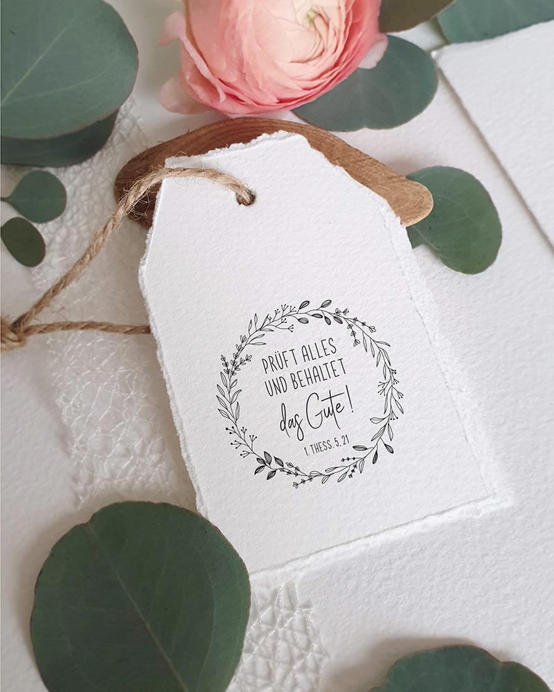 Jahreslosung 2025 STEMPEL "Prüft alles, das Gute behaltet" Flora