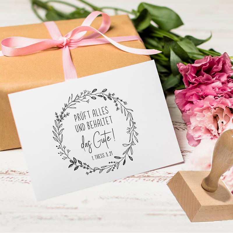 Jahreslosung 2025 STEMPEL "Prüft alles, das Gute behaltet" Flora