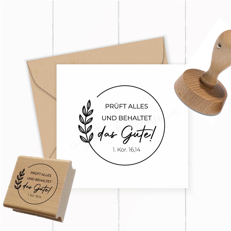 Jahreslosung 2025 STEMPEL "Prüft alles, das Gute behaltet" Kranz - ST0274