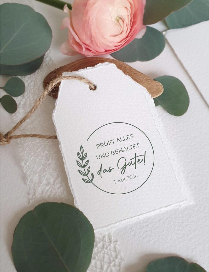 Jahreslosung 2025 STEMPEL "Prüft alles, das Gute behaltet" Kranz