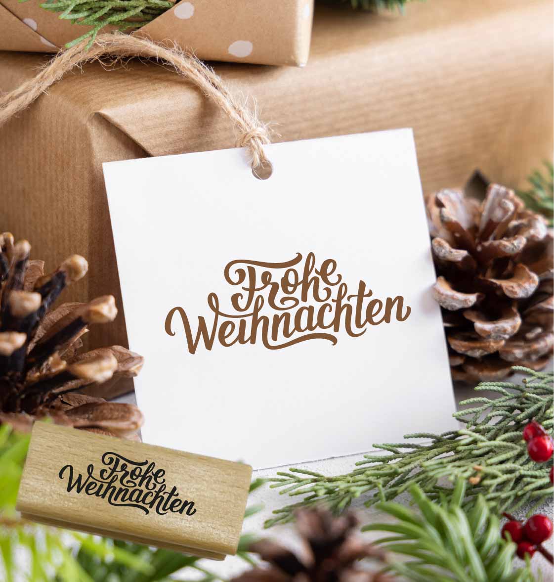Stempel „Frohe Weihnachten“