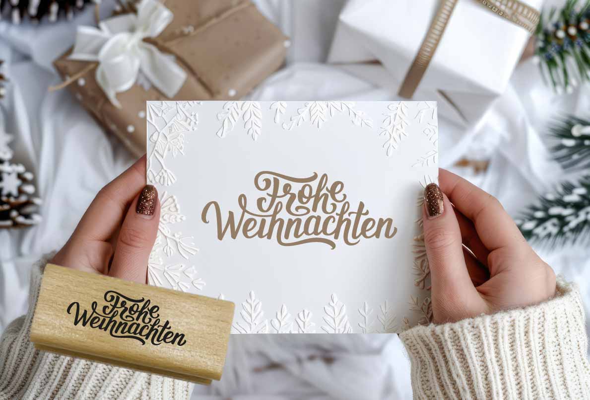Stempel „Frohe Weihnachten“