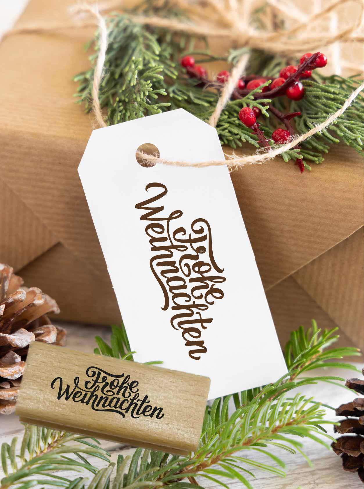 Stempel „Frohe Weihnachten“