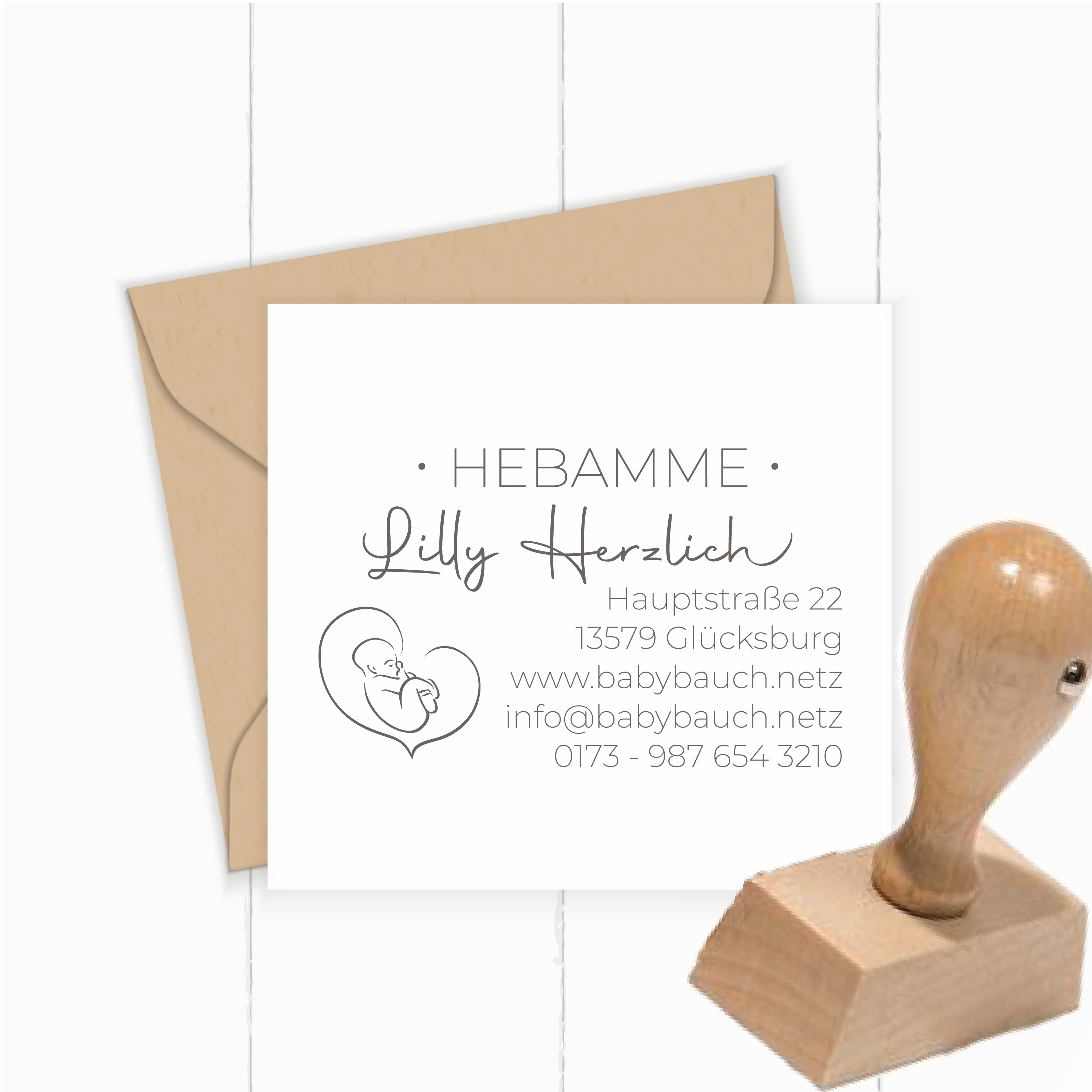 Personalisierter Hebammenstempel  – passend für den Mutterpass - ST0285