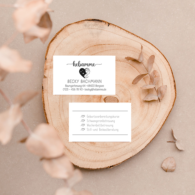 Visitenkarten passend zum Stempel-Design "Becky" | beidseitig bedruckt