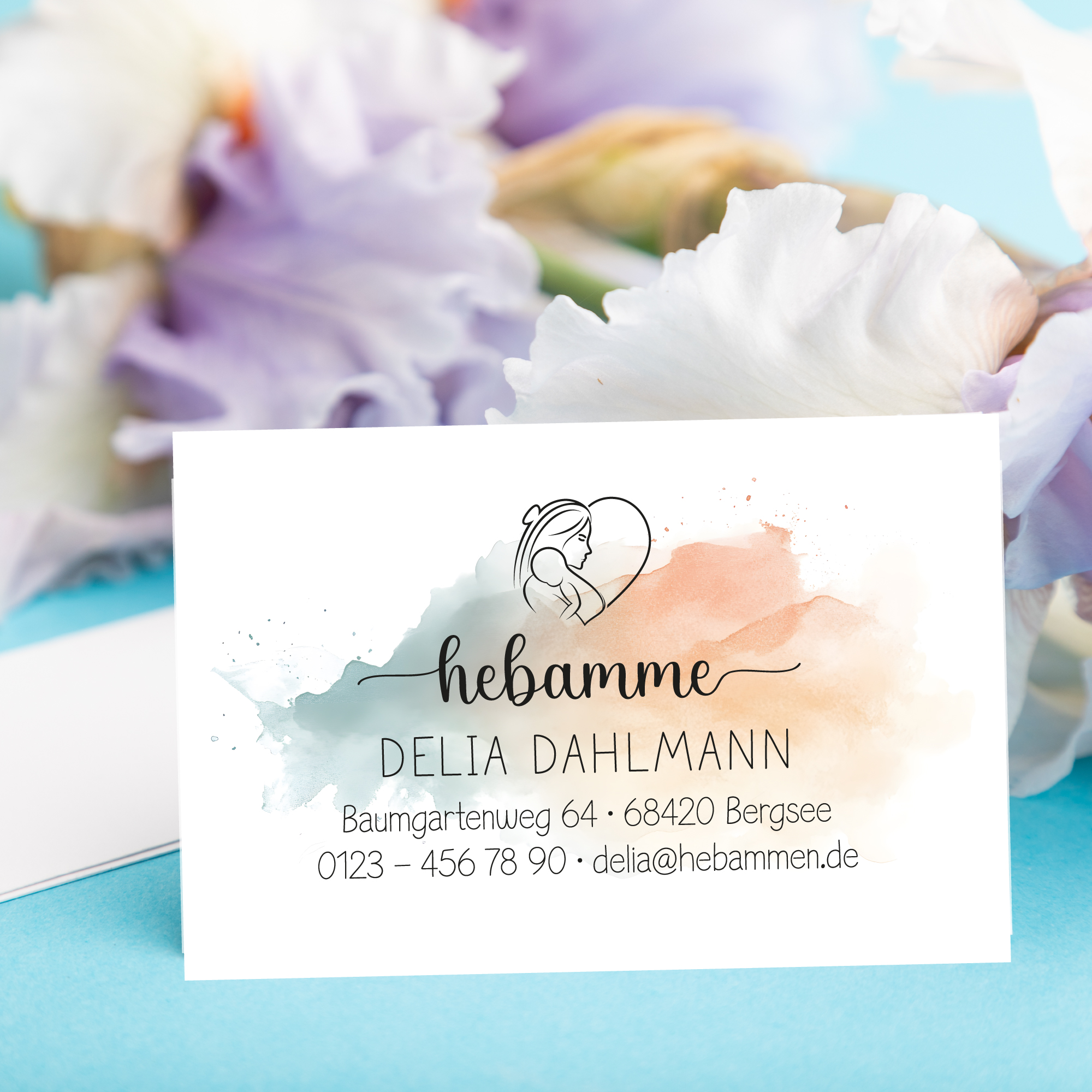 Visitenkarten passend zum Stempel-Design "Delia" | beidseitig bedruckt