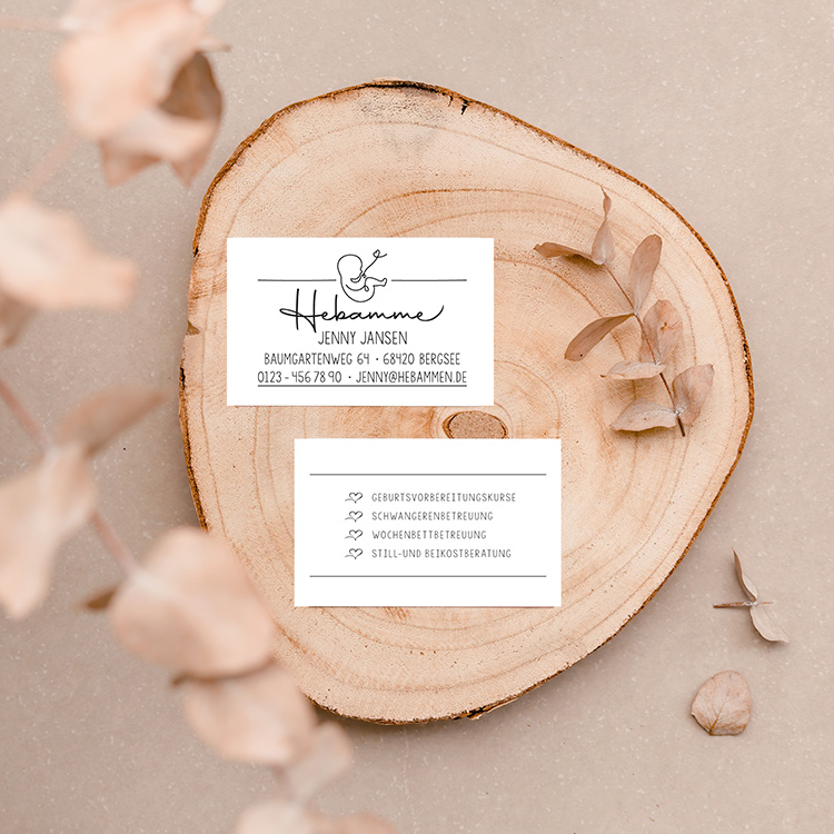 Visitenkarten passend zum Stempel-Design "Jenny" | beidseitig bedruckt